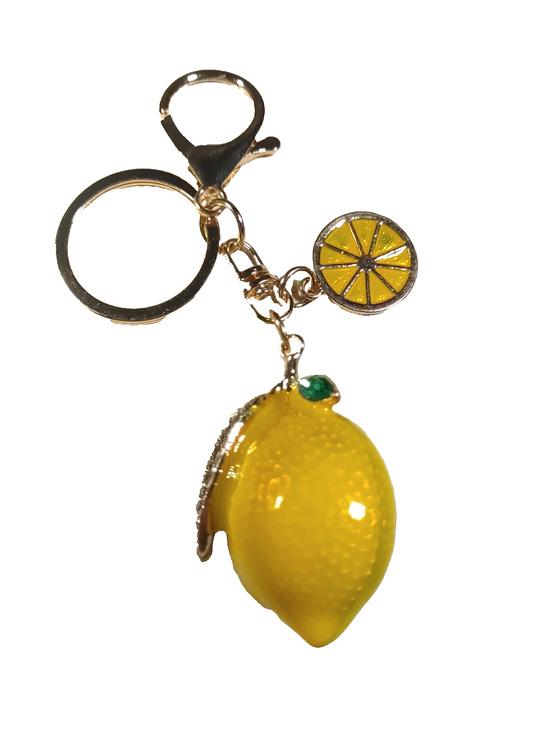 Unbranded Accessories - Lemon Keychain Gold Tone Yellow Citrus Rhinestone